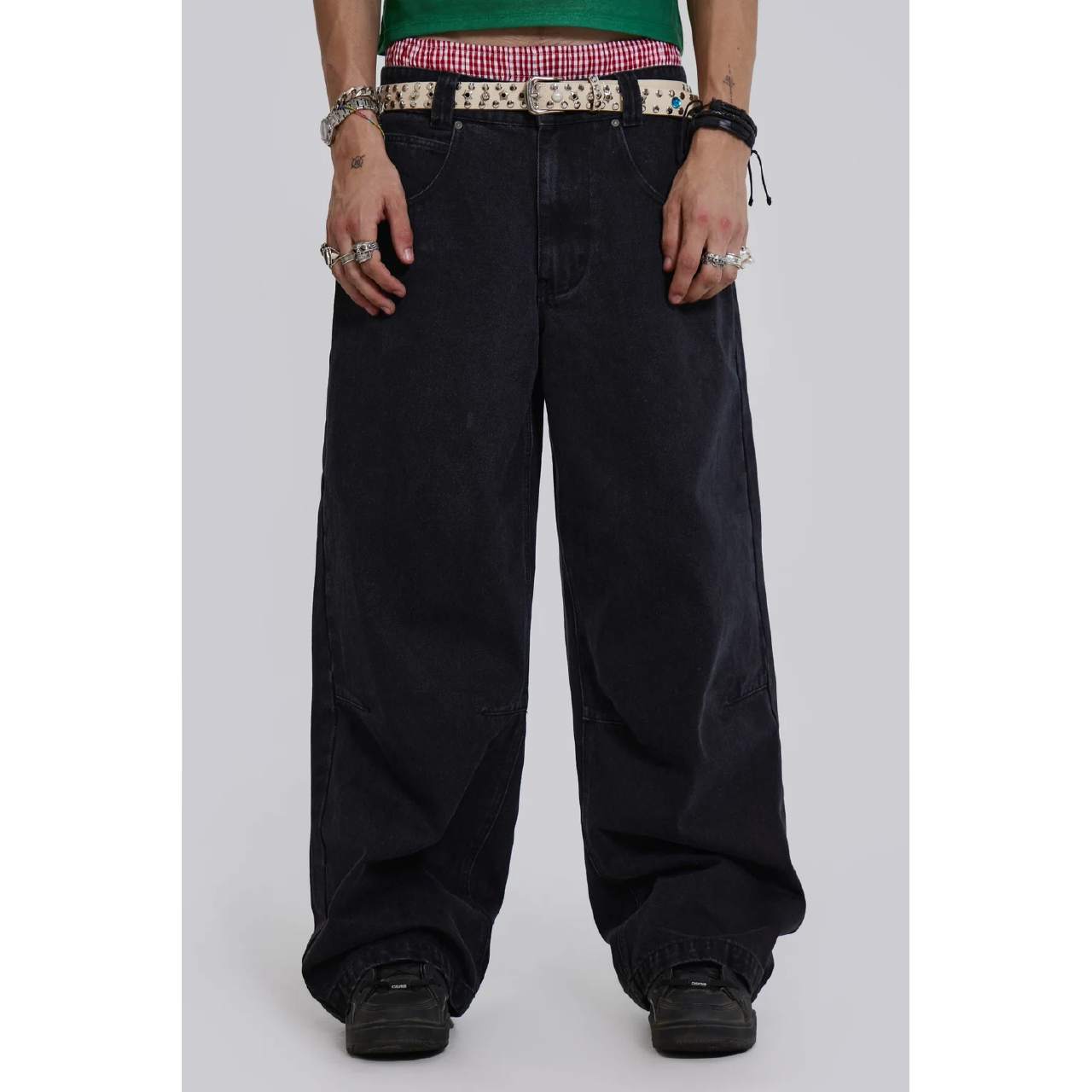 Loose Fit Light Wash Denim Bell-Bottom Jeans