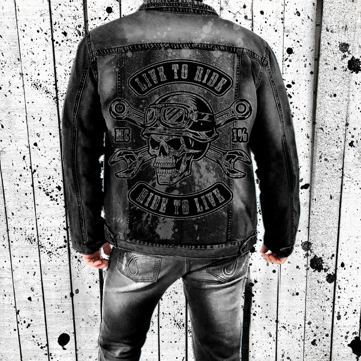 Punk Skull Design Men's Denim Jacket