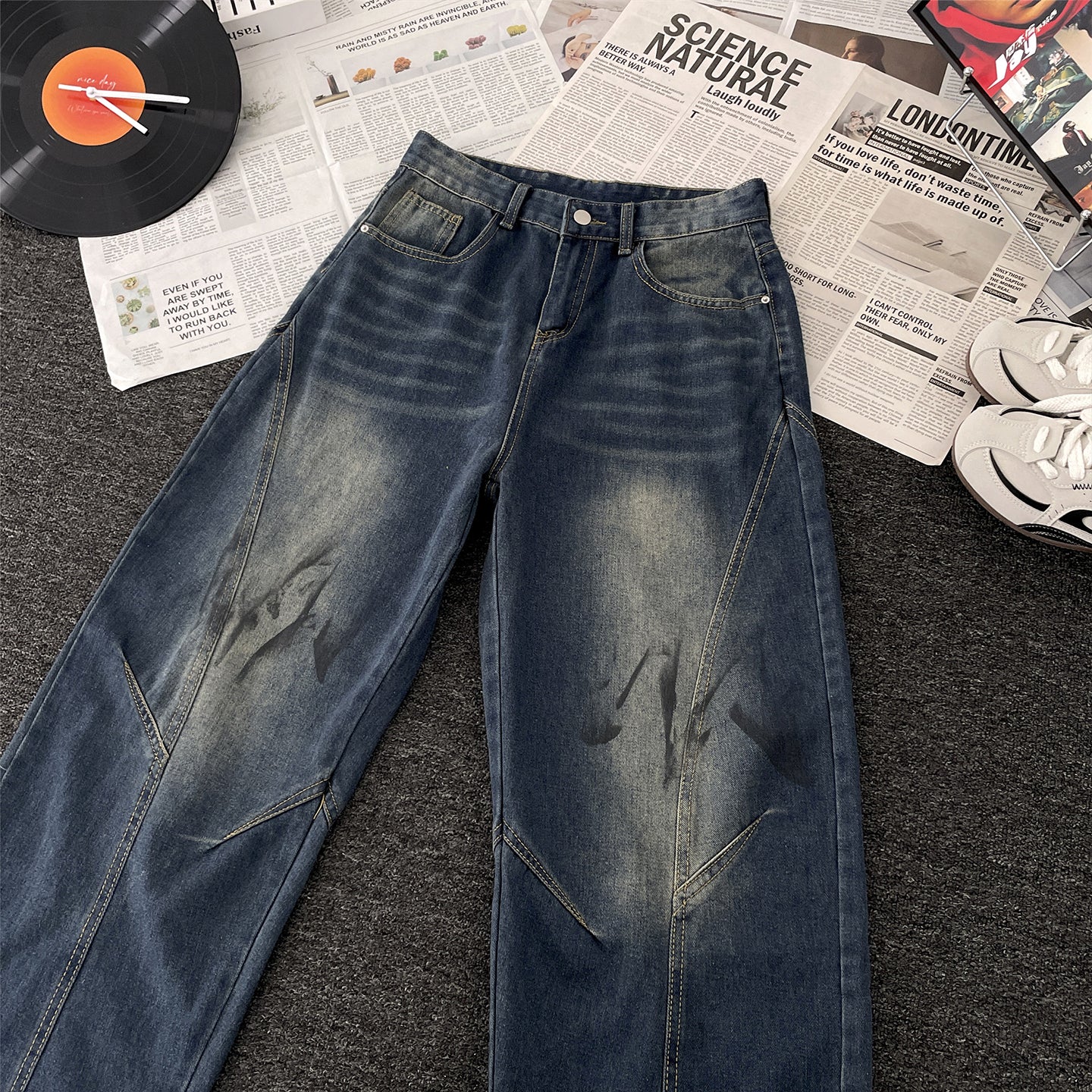 Vintage Washed retro-shaped jeans