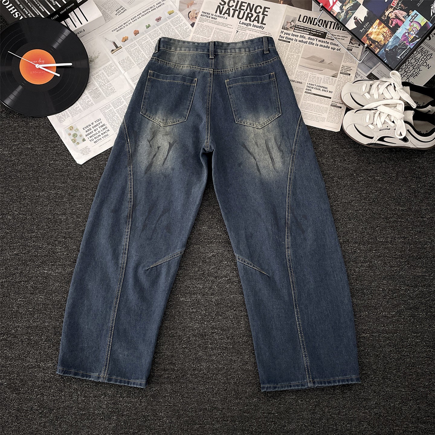 Vintage Washed retro-shaped jeans
