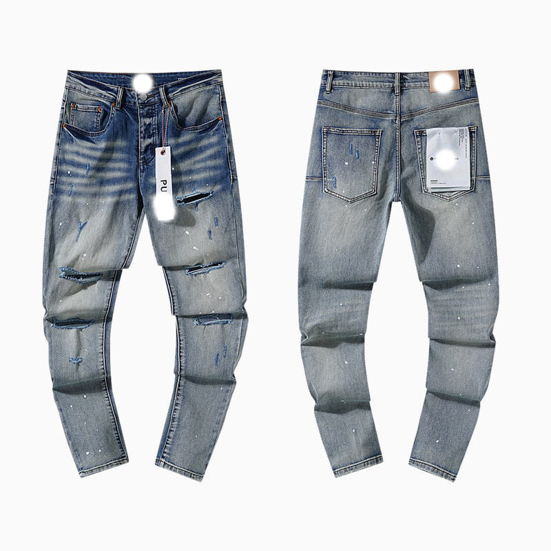 Men's Slim Fit Distressed Cotton Jeans