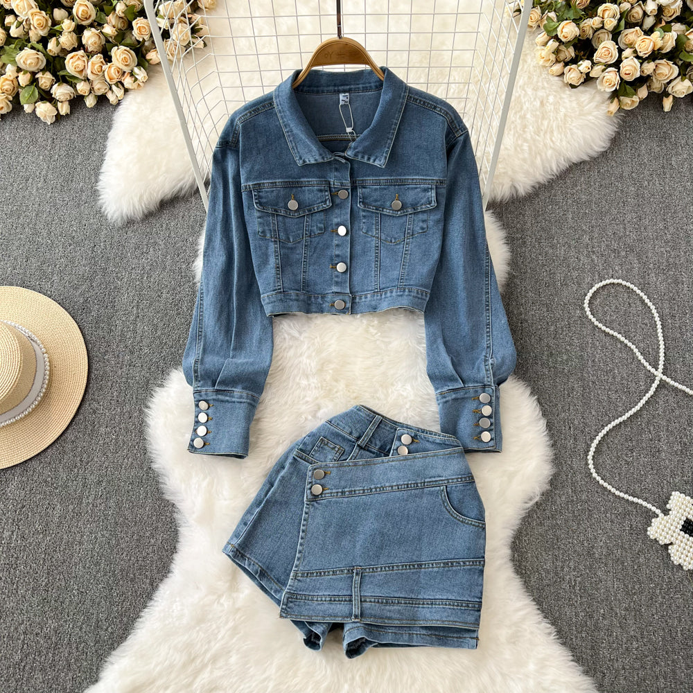 Women's loose-fit denim jacket set