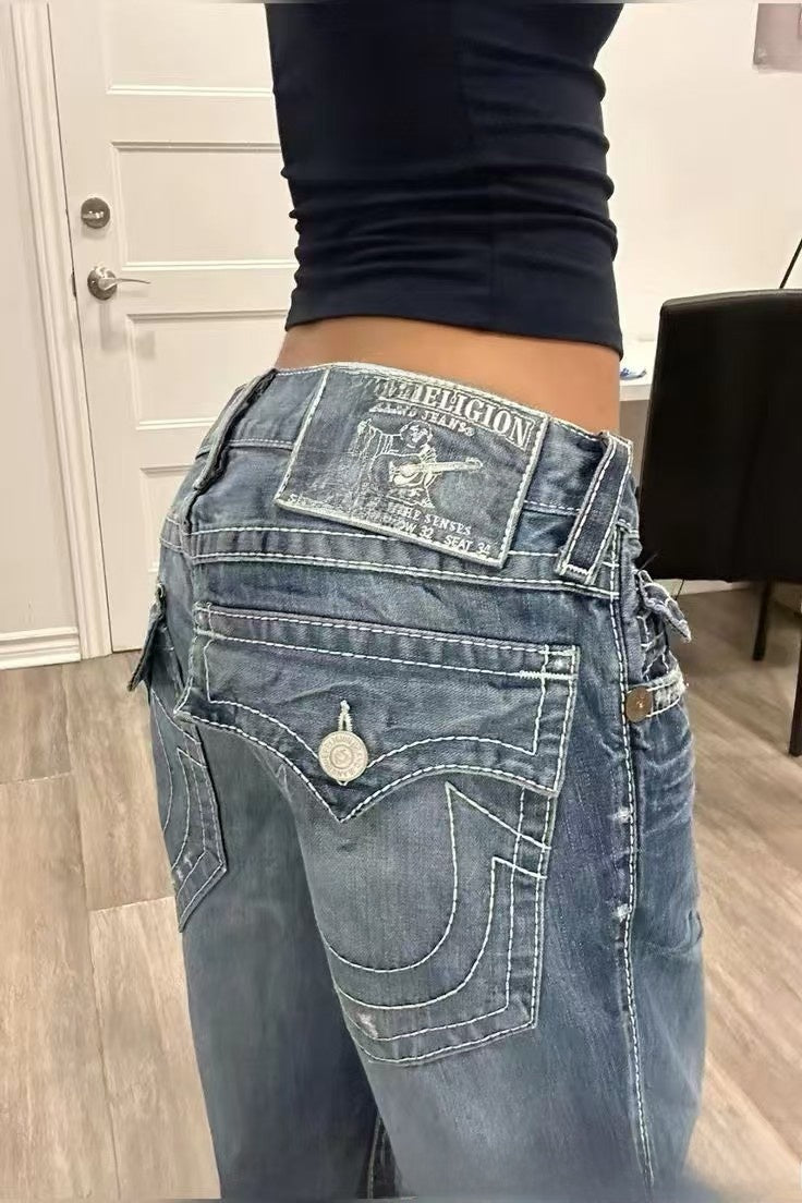 Fashion Straight Leg Denim Jeans