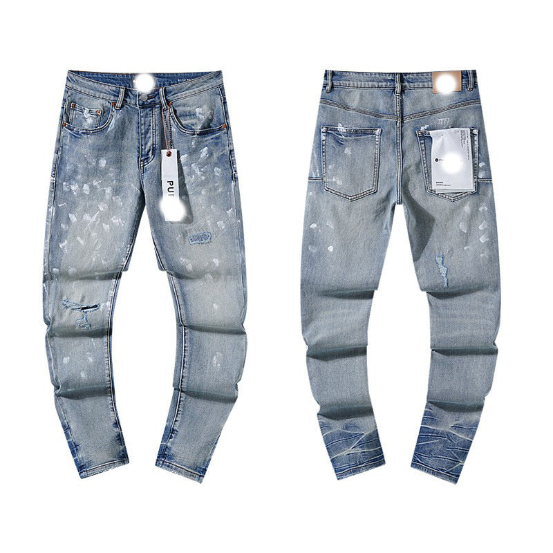 Men's Slim Fit Distressed Cotton Jeans