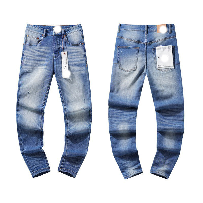 Men's Slim Fit Distressed Cotton Jeans