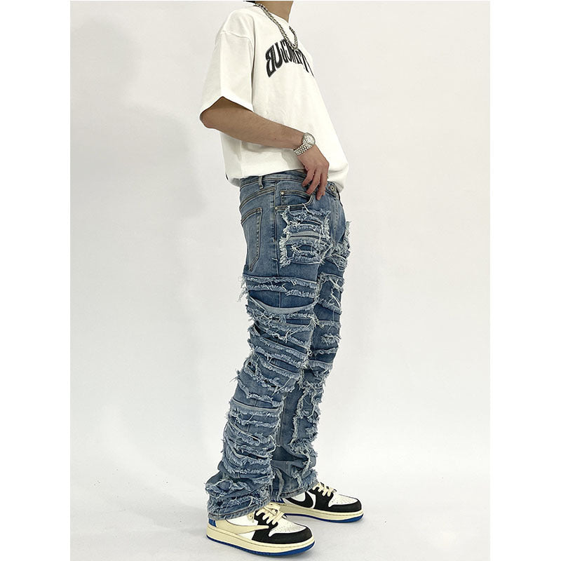 Men's Washed Slim-Fit Straight Jeans
