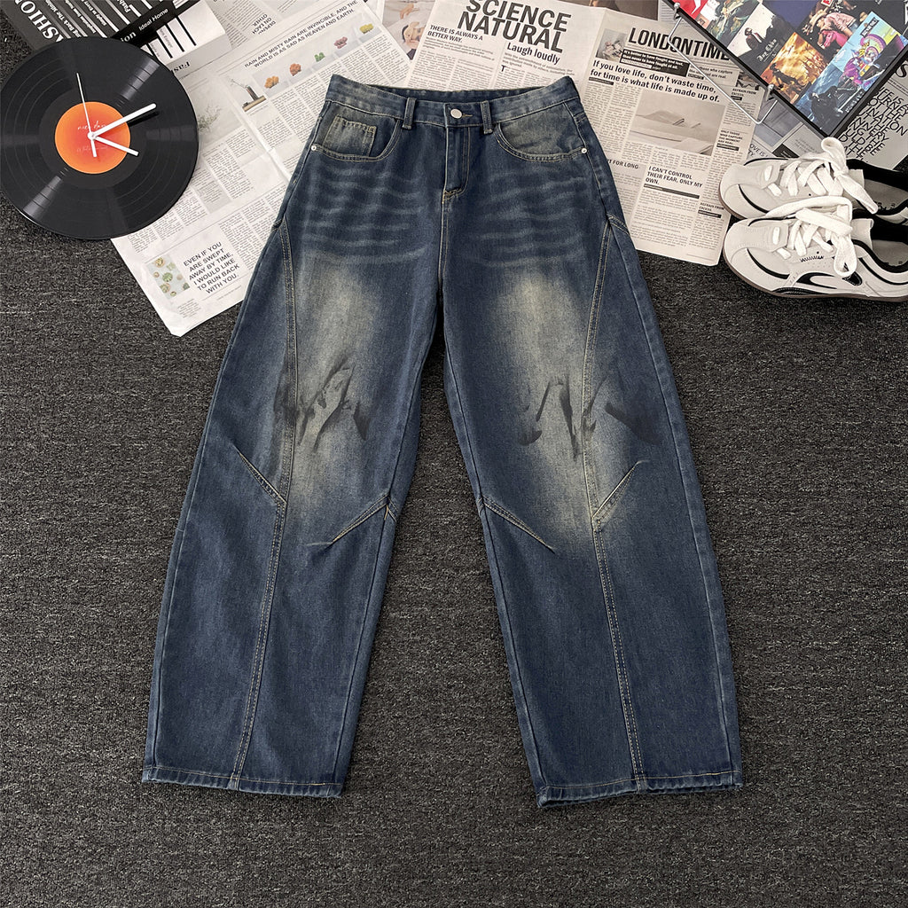 Vintage Washed retro-shaped jeans