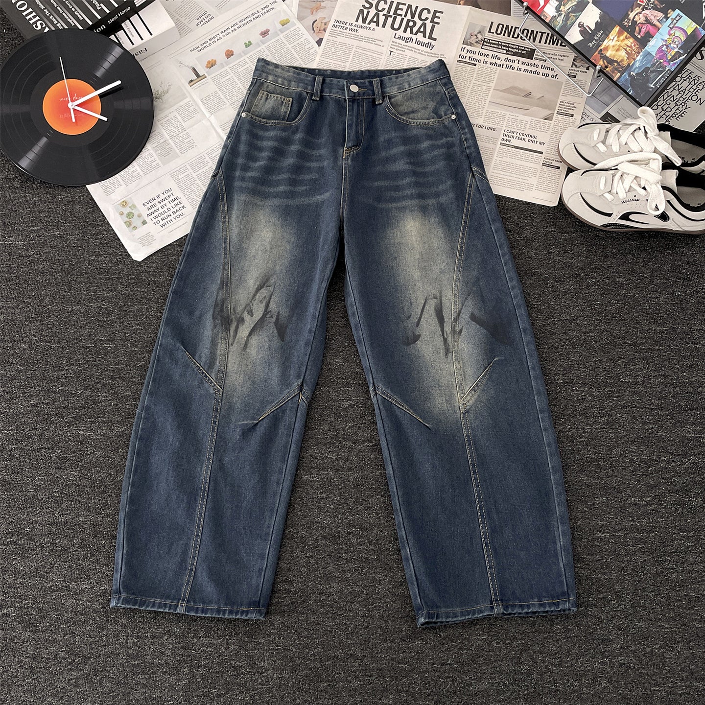 Vintage Washed retro-shaped jeans