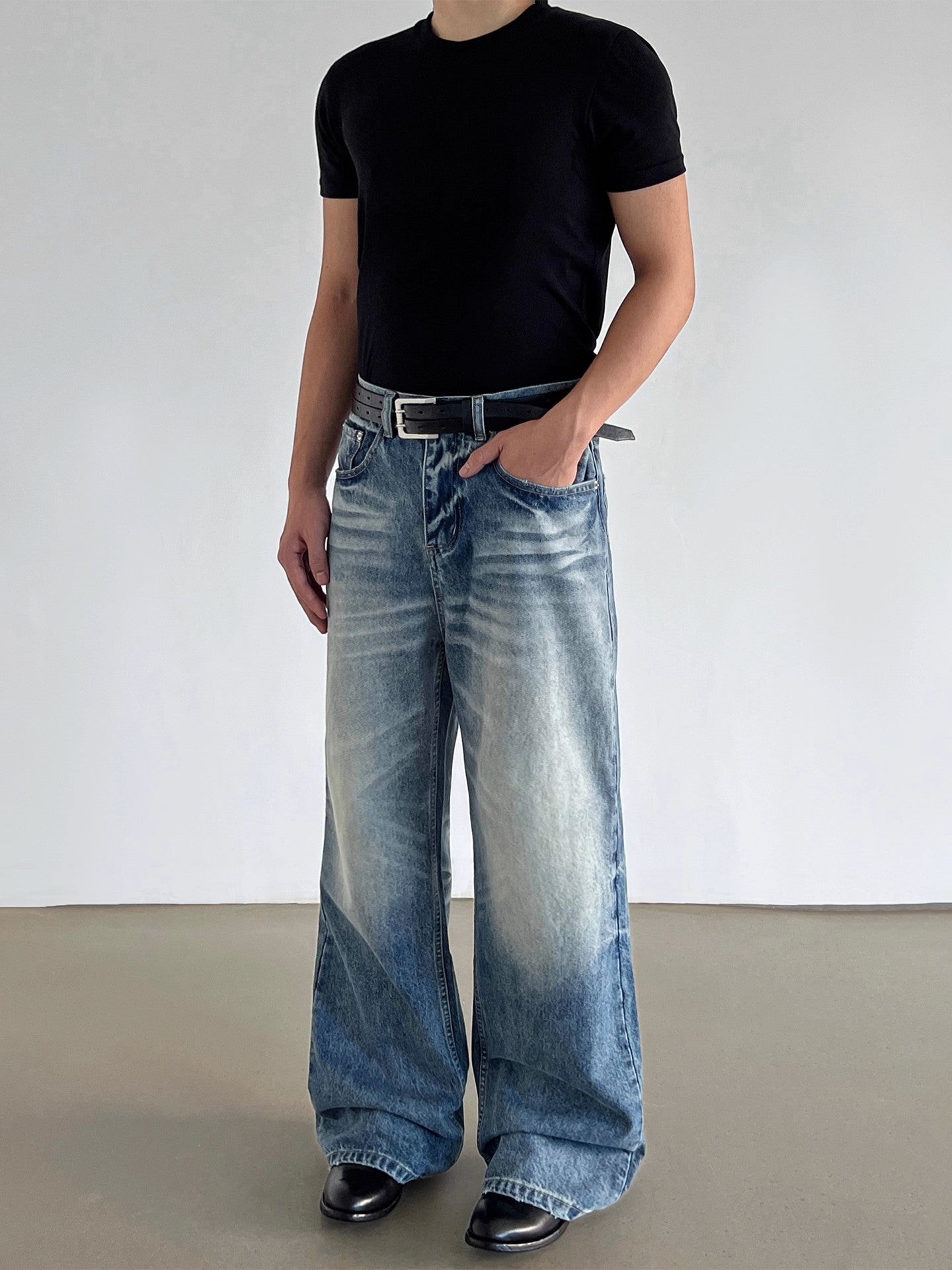 American-Style Washed Denim Jeans for Men