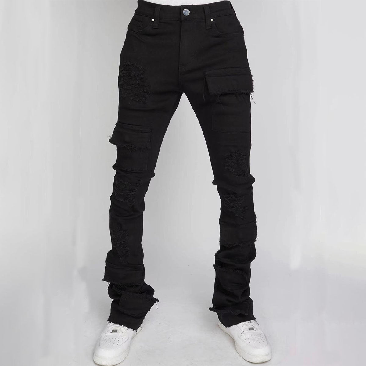 Straight-fit stretch denim pants