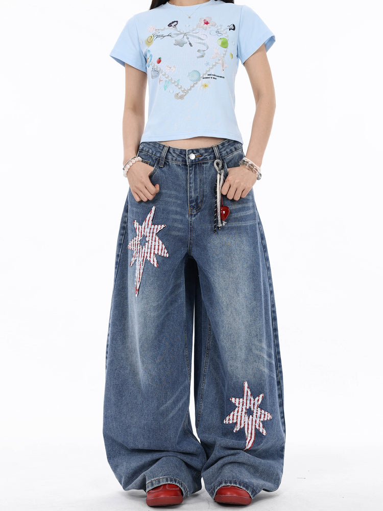 Star patch jeans
