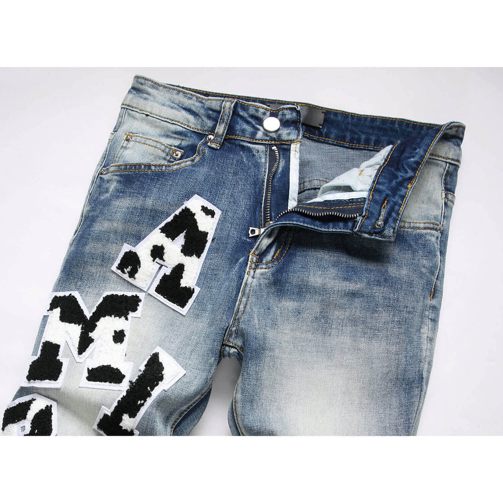 Amiri Embroidery Street fashion Distressed jeans