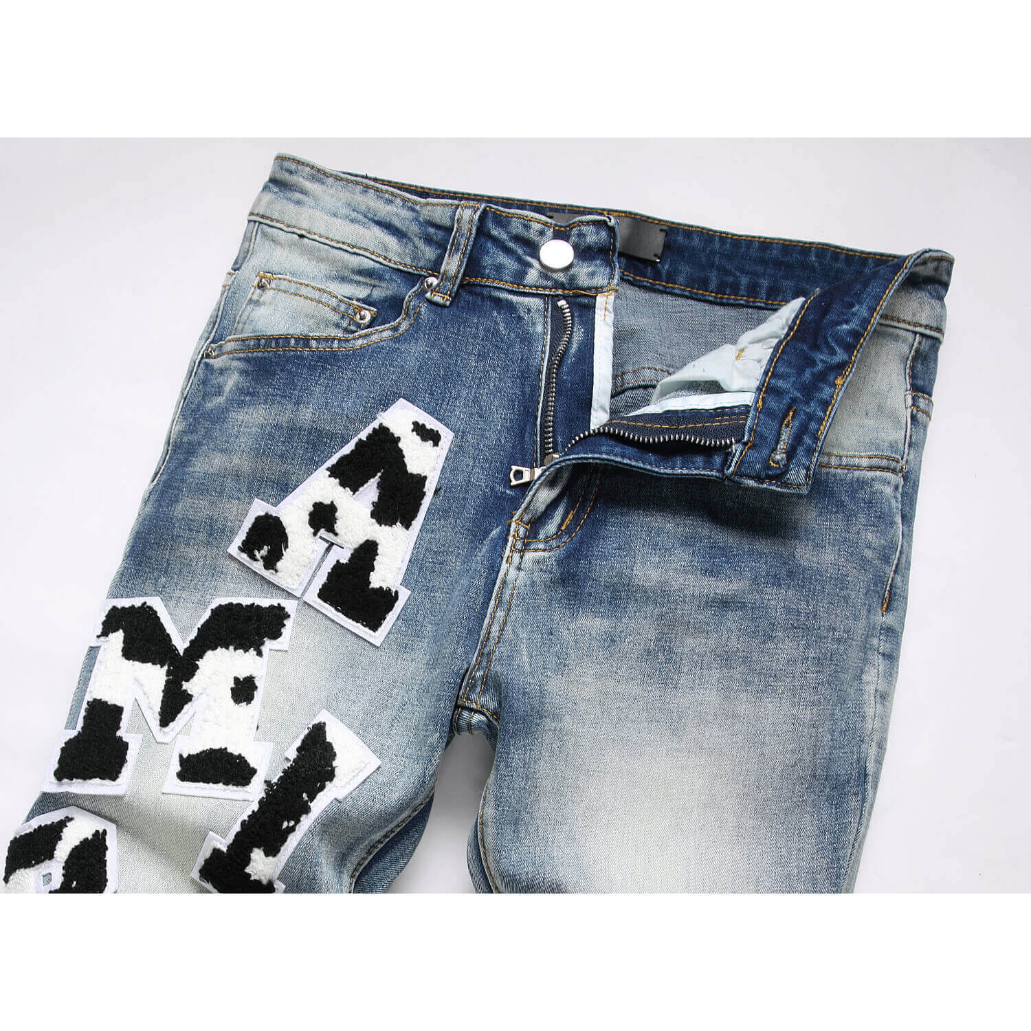Amiri Embroidery Street fashion Distressed jeans