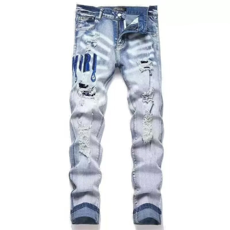 Amiri Slim Fit Embroidered Patch Denim Pants for Men