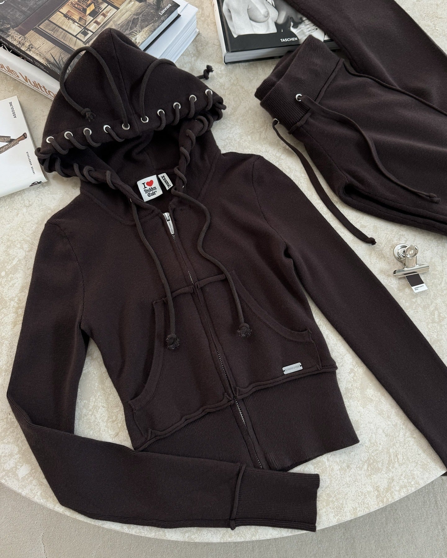 Fashion Color-Block Knit Sweatshirt and Long Pants Set