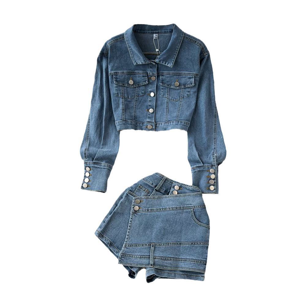 Women's loose-fit denim jacket set