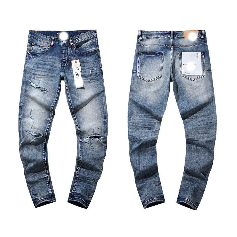 Men's Slim Fit Distressed Cotton Jeans