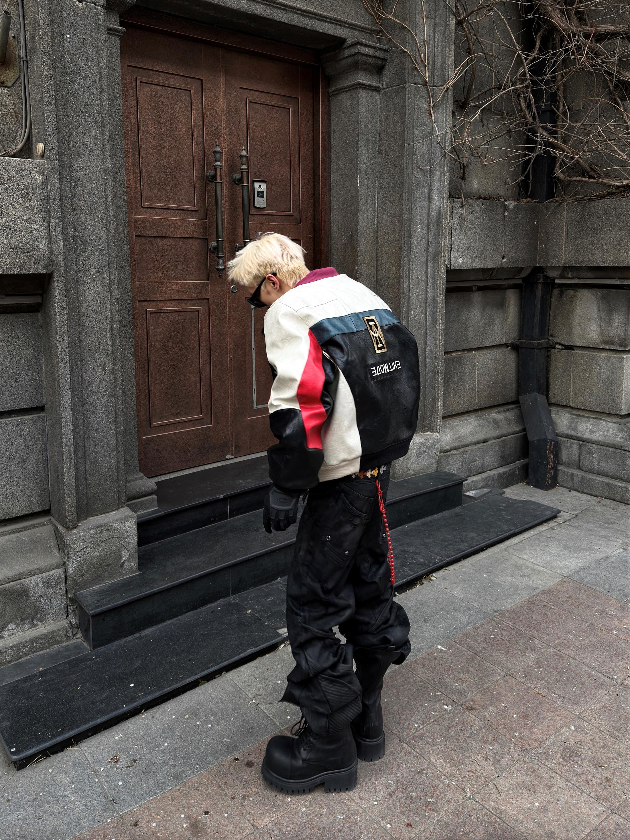 Armor Spliced Washed Wide-Leg Jeans