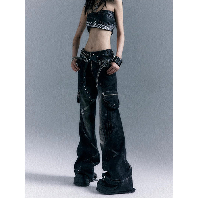 Retro Punk Rock Low Waist Bootcut Jeans