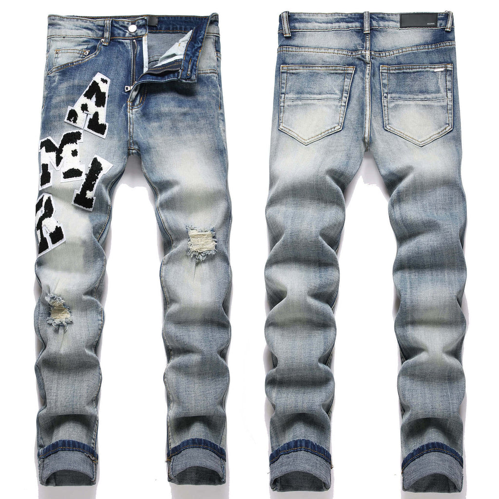 Amiri Embroidery Street fashion Distressed jeans