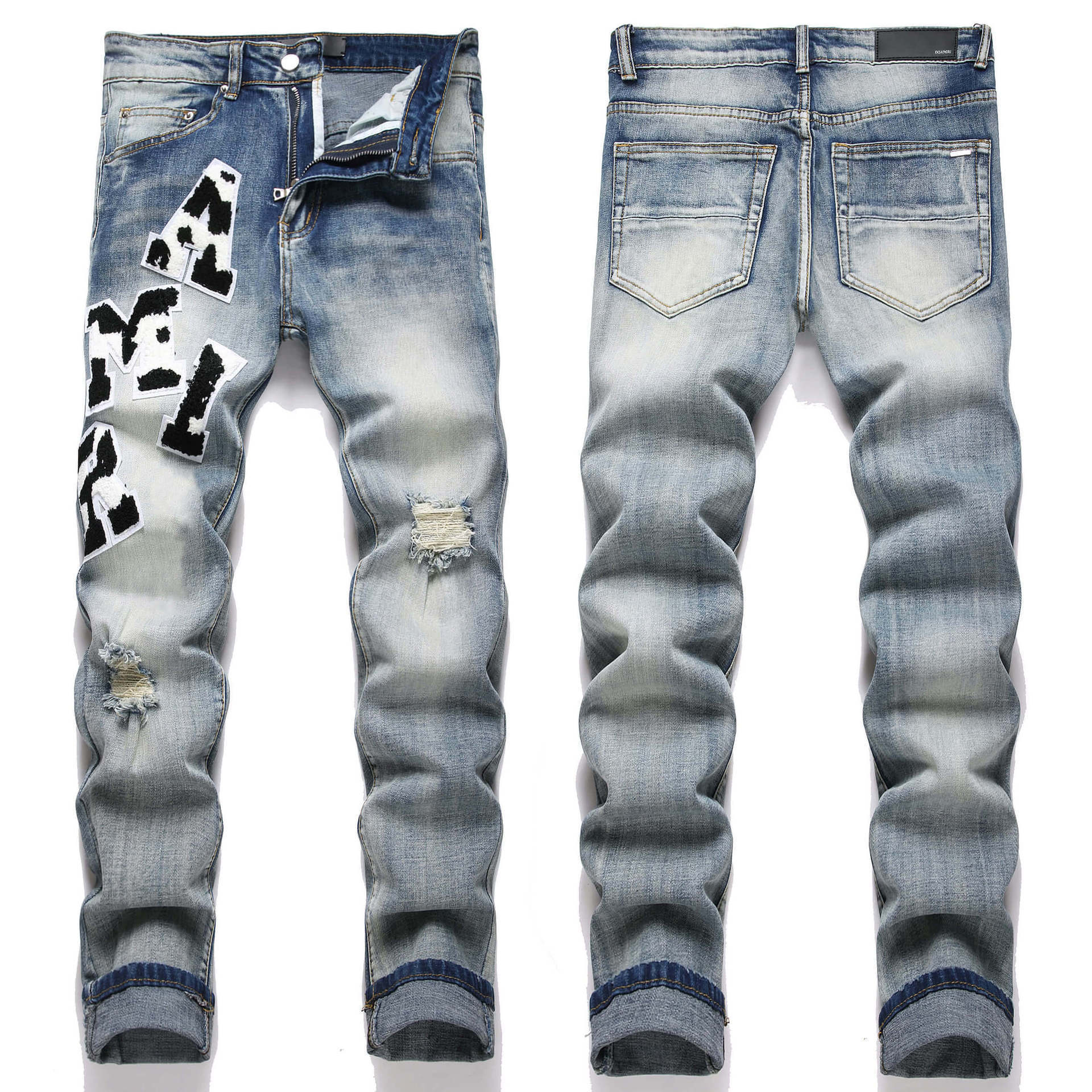 Amiri Embroidery Street fashion Distressed jeans