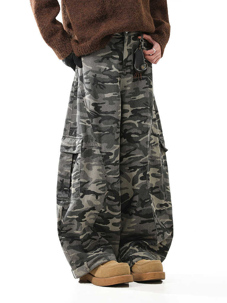 Baggy Retro Camouflage Wide-leg Jeans for Men