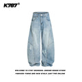 American Retro Ripped Wide-Leg Denim Pants