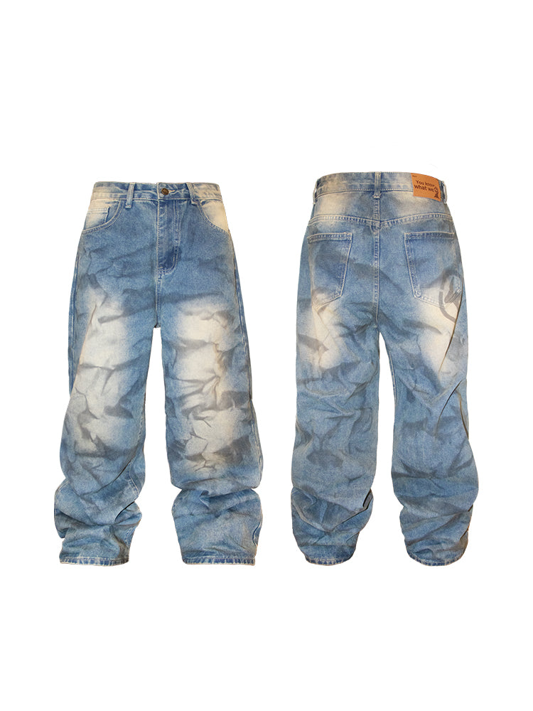 Baggy straight-Leg Washed Loose Jeans