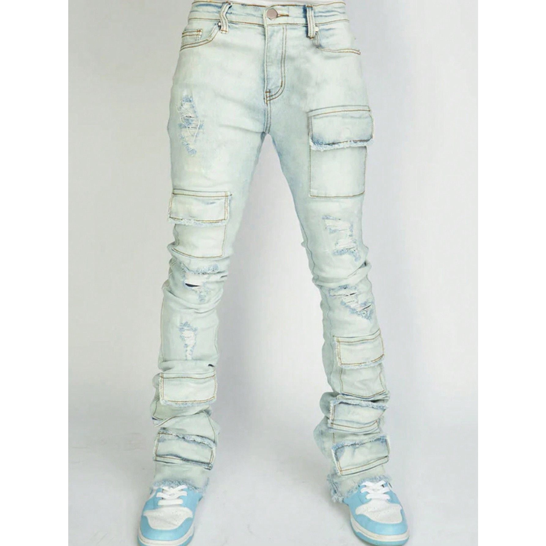 Straight-fit stretch denim pants