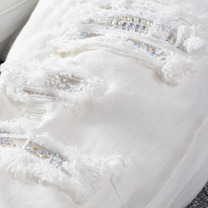 Amiri Ripped Diamond Embellishments jeans