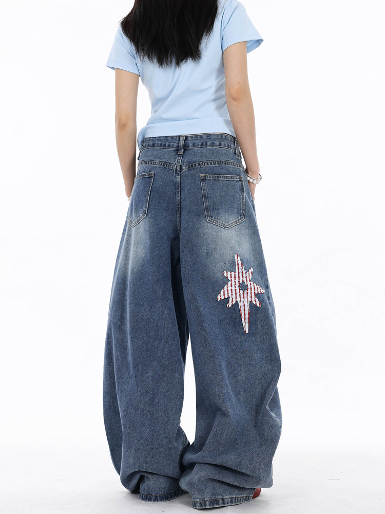 Star patch jeans