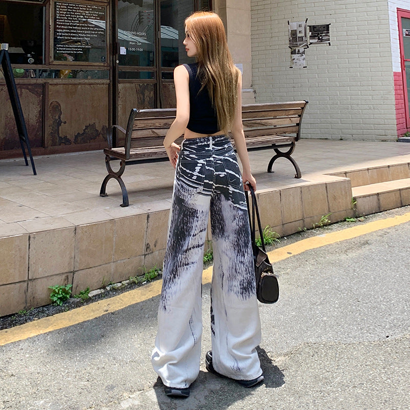 Print Wide-Leg Jeans for Women