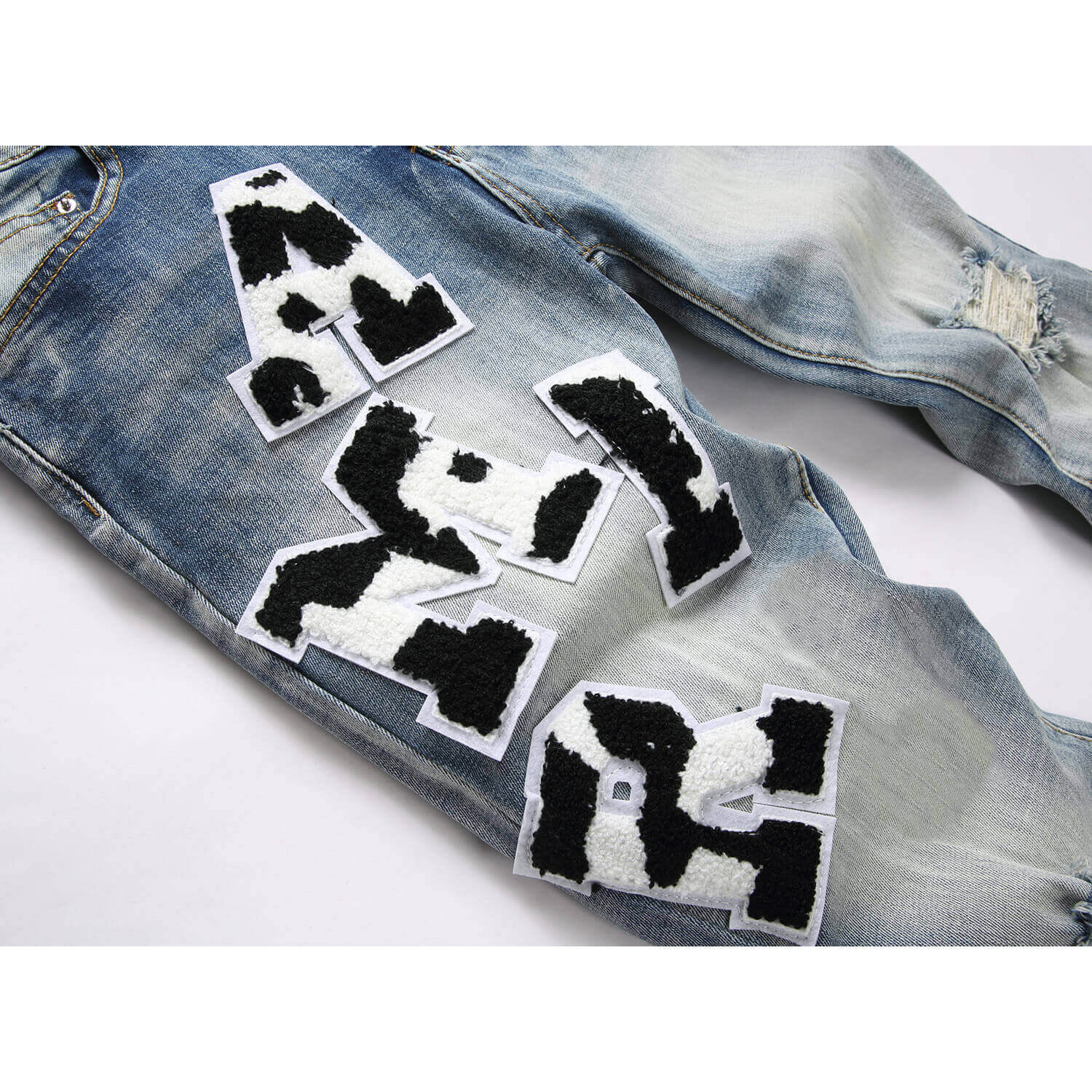 Amiri Embroidery Street fashion Distressed jeans