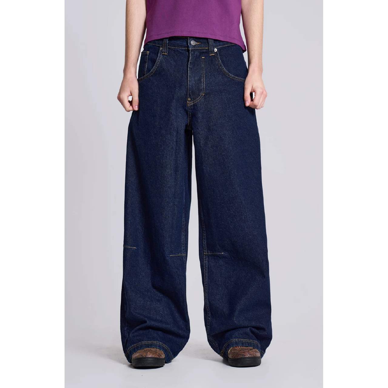 Loose Fit Light Wash Denim Bell-Bottom Jeans