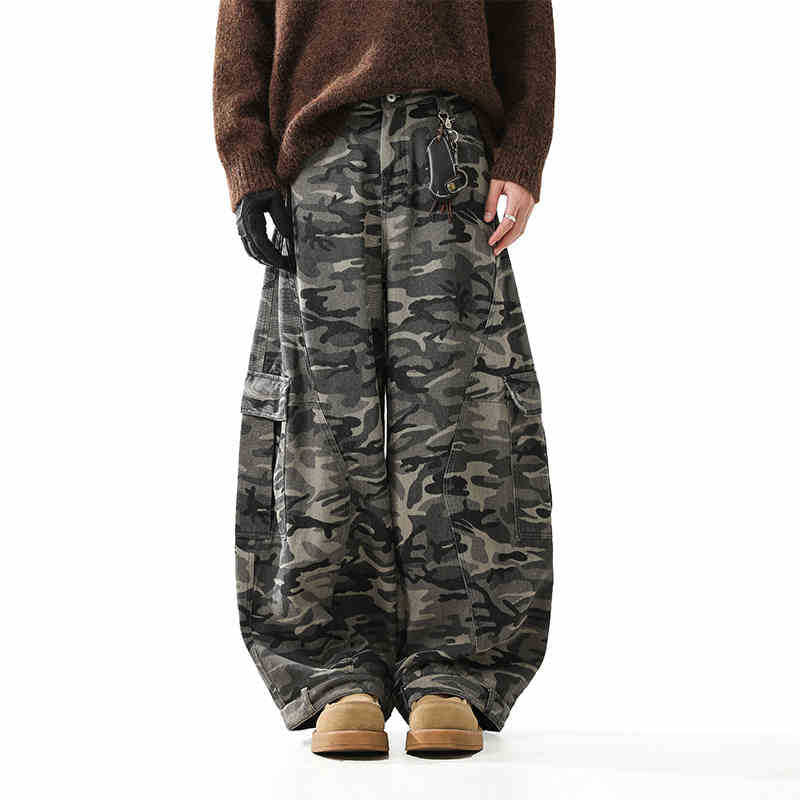 Baggy Retro Camouflage Wide-leg Jeans for Men