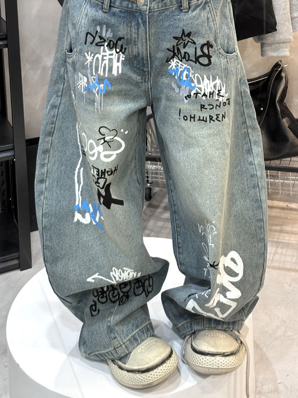 Doodle-style wide-leg jeans