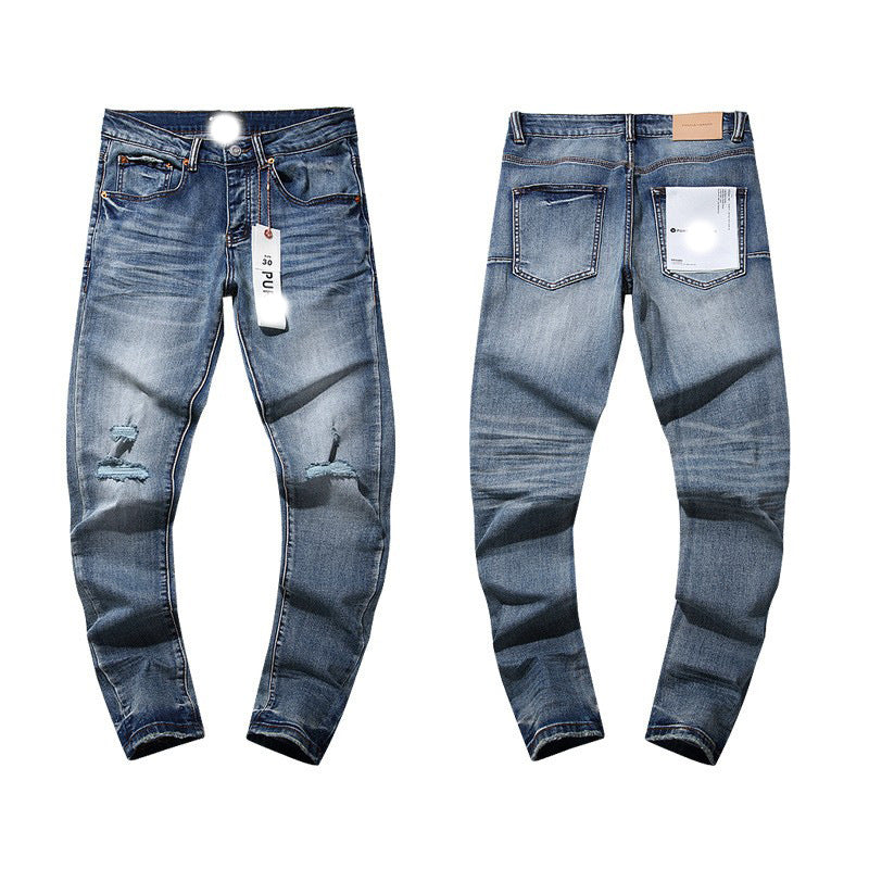Men's Slim Fit Distressed Cotton Jeans