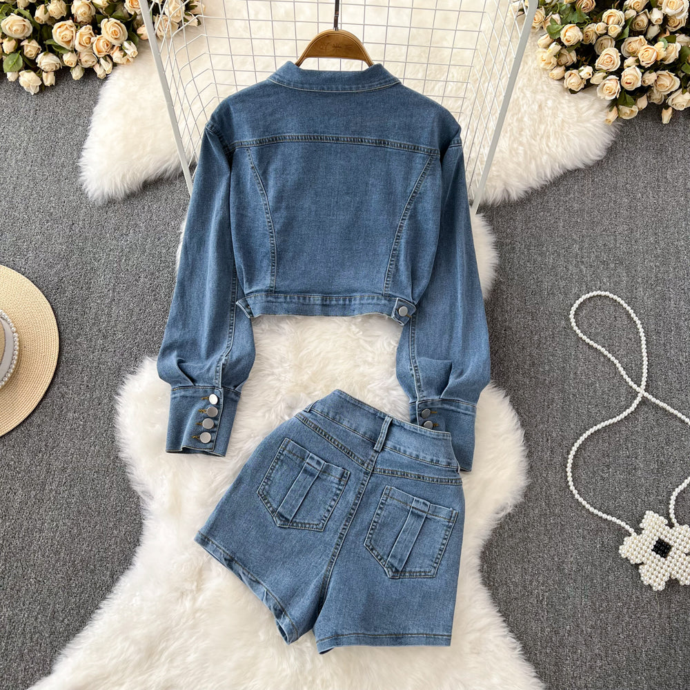 Women's loose-fit denim jacket set