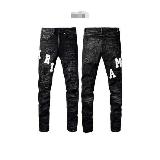 Amiri Slim Fit Embroidered Patch Denim Pants for Men