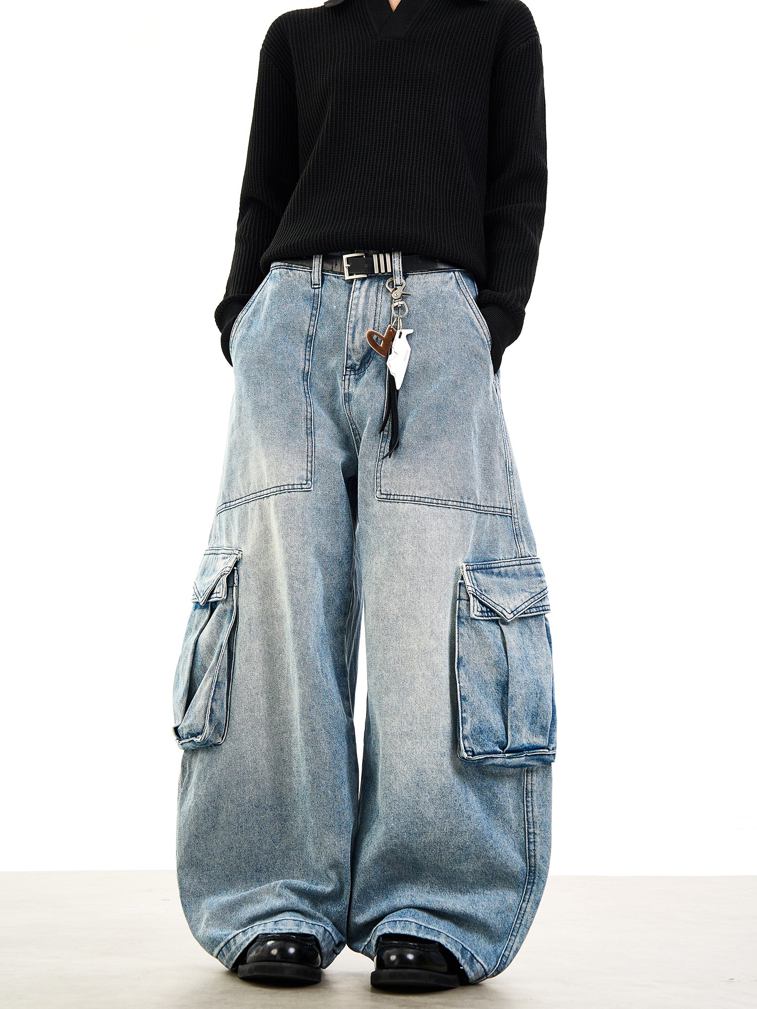 Baggy Washed Blue Cotton Jeans
