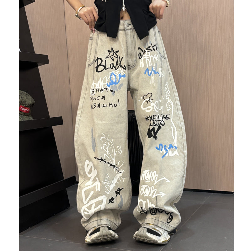Doodle-style wide-leg jeans