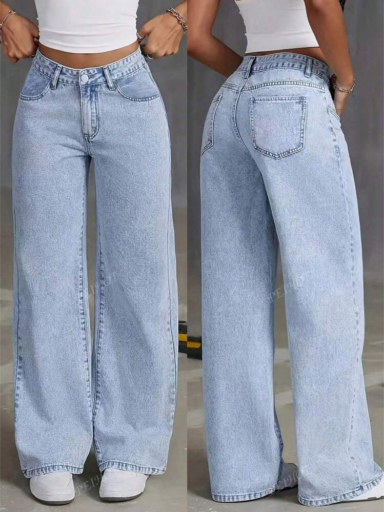 Women's High Waist Straight Leg Jeans