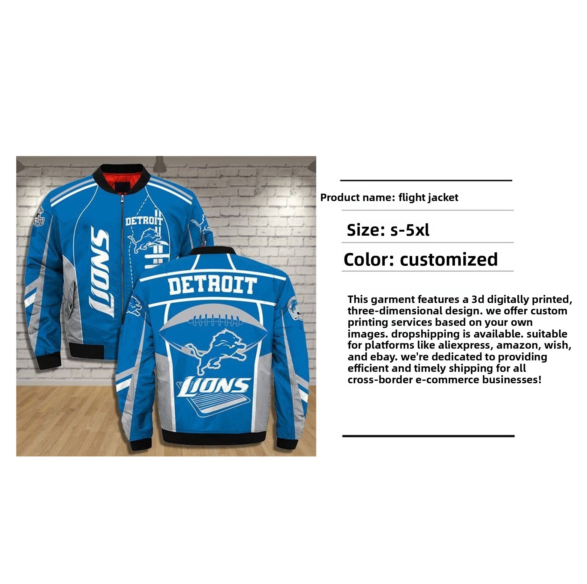 Flying jacket with digital printing