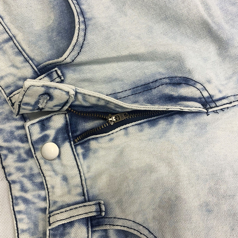 Men's Fashion Patch Webbing Slim Fit Jeans