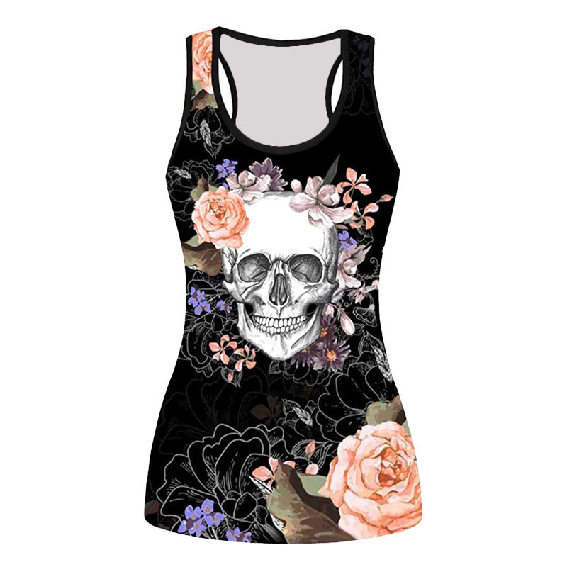 Women's Sleeveless 3D Printed Slim Fit T-Shirt