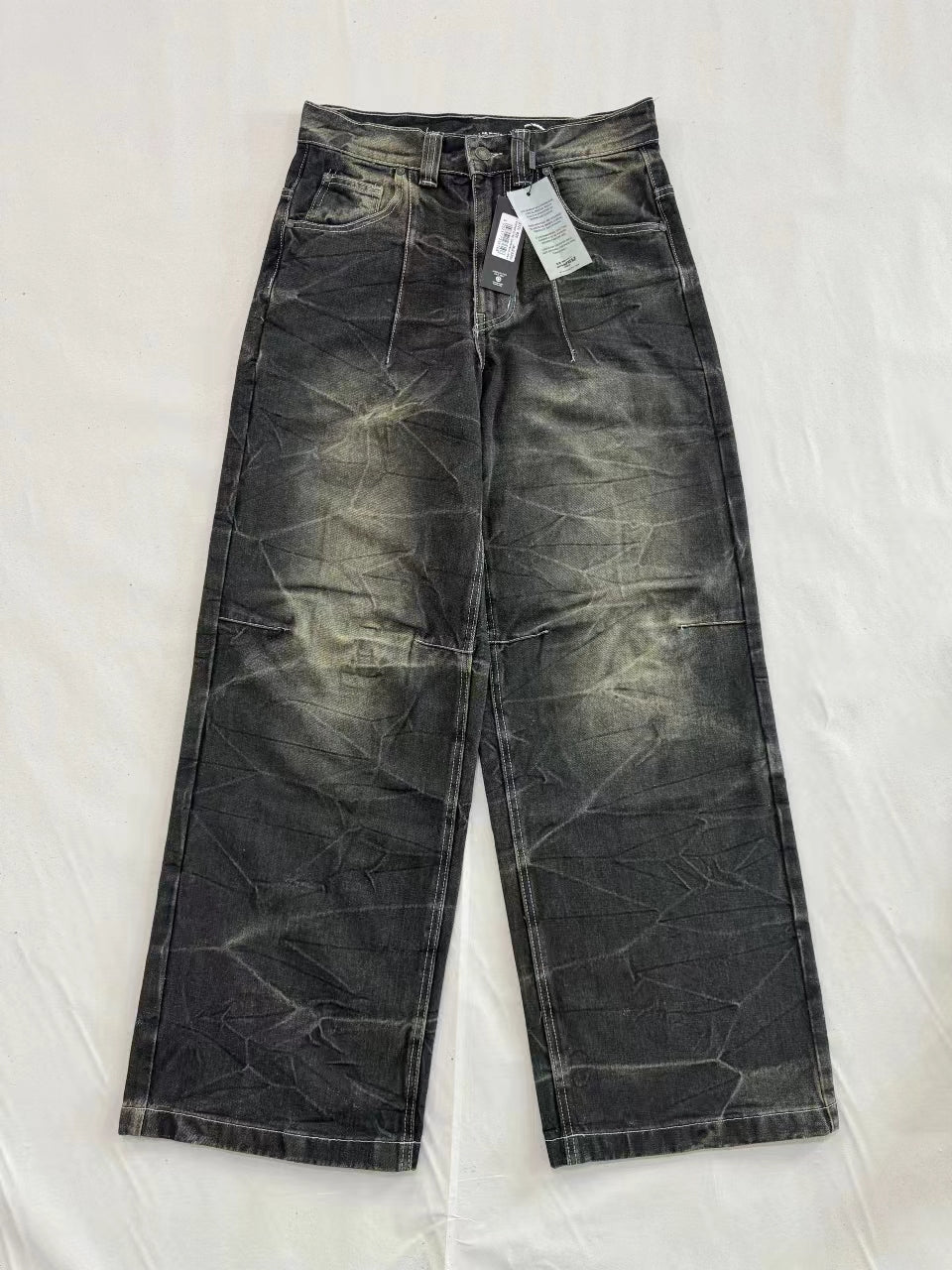 Loose Fit Light Wash Denim Bell-Bottom Jeans