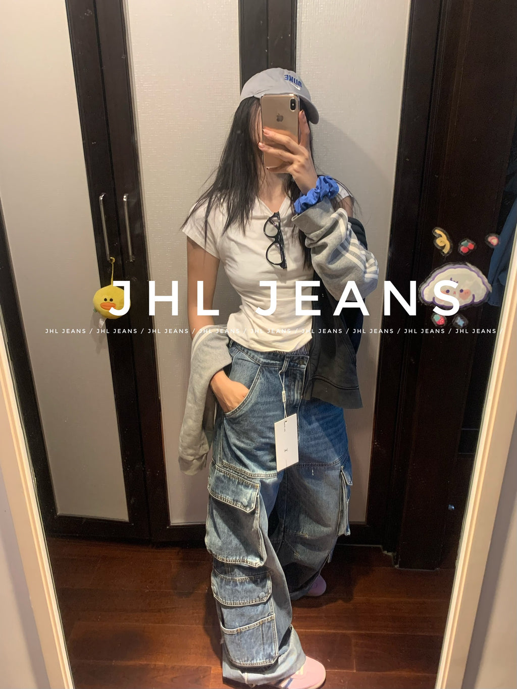 Washed Blue Heavy-Duty Multi-Pocket Denim Jeans