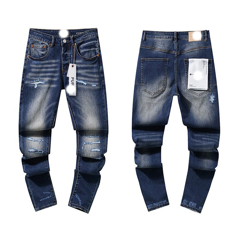Men's Slim Fit Distressed Cotton Jeans
