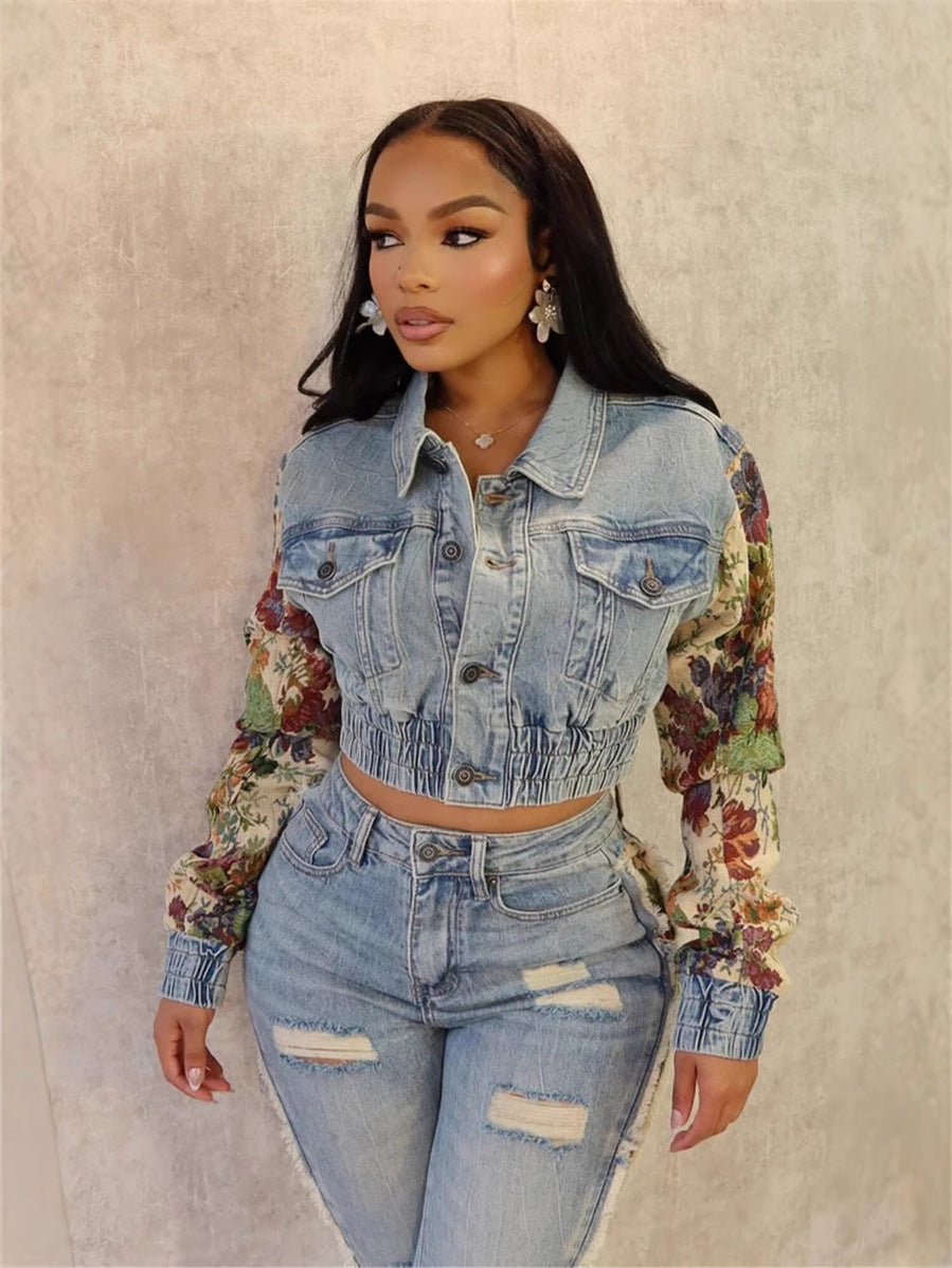 Printed Colorblock Denim Jacket and Jeans