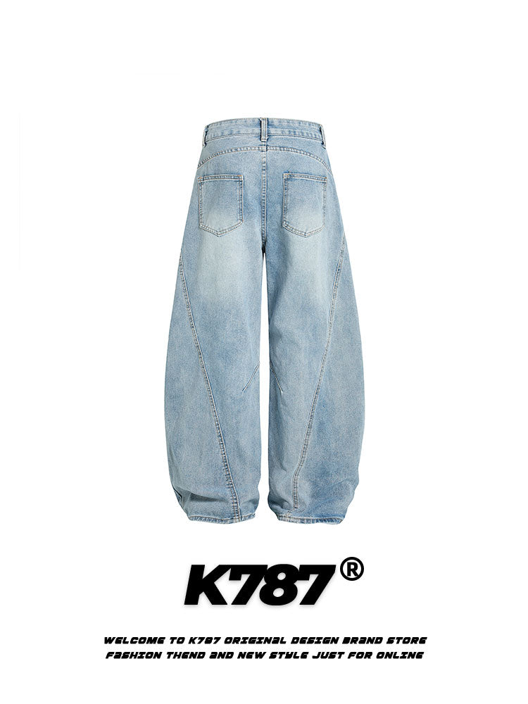 American Retro Ripped Wide-Leg Denim Pants